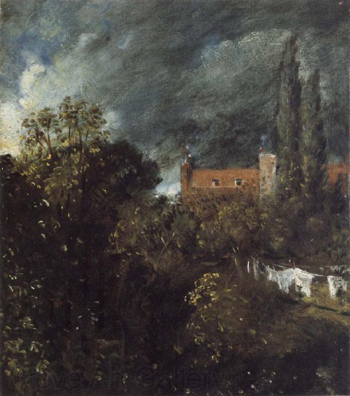 John Constable View into a Garden in Hampstead with a Red House beyond Spain oil painting art